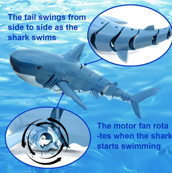 RC Shark Fish Boat 2.4G Radio Simulation Waterproof Model Electronic Remote Control Toys For Children Gift Swimming  Animal