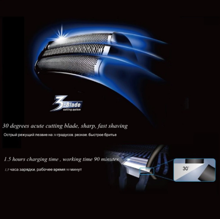 3-speed electric shaver for men rechargeable beard electric razor wet dry facial shaving machine 4-blade system