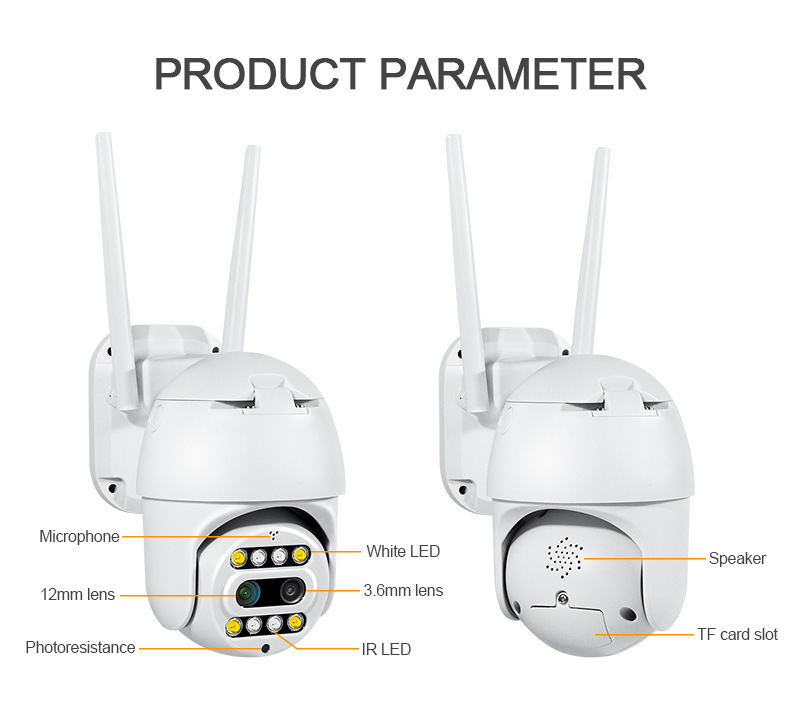 Zoom Carecam Pro Dual Lens Night Vision Outdoor Wireless Security WiFi CCTV PTZ IP Camera