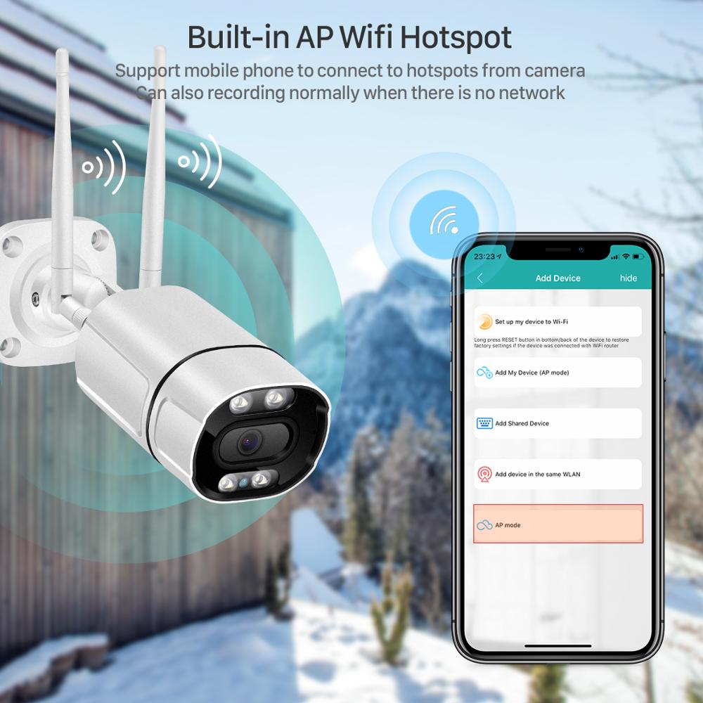 IP Camera Wifi Outdoor Ai Human Detect Audio Wireless Camera 1080P HD Color Infrared Night Vision Security CCTV Camera