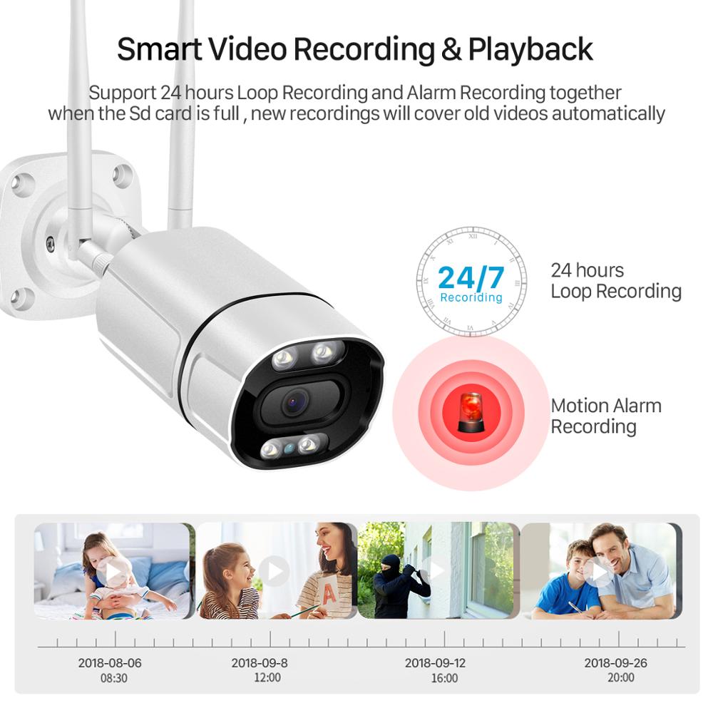 IP Camera Wifi Outdoor Ai Human Detect Audio Wireless Camera 1080P HD Color Infrared Night Vision Security CCTV Camera