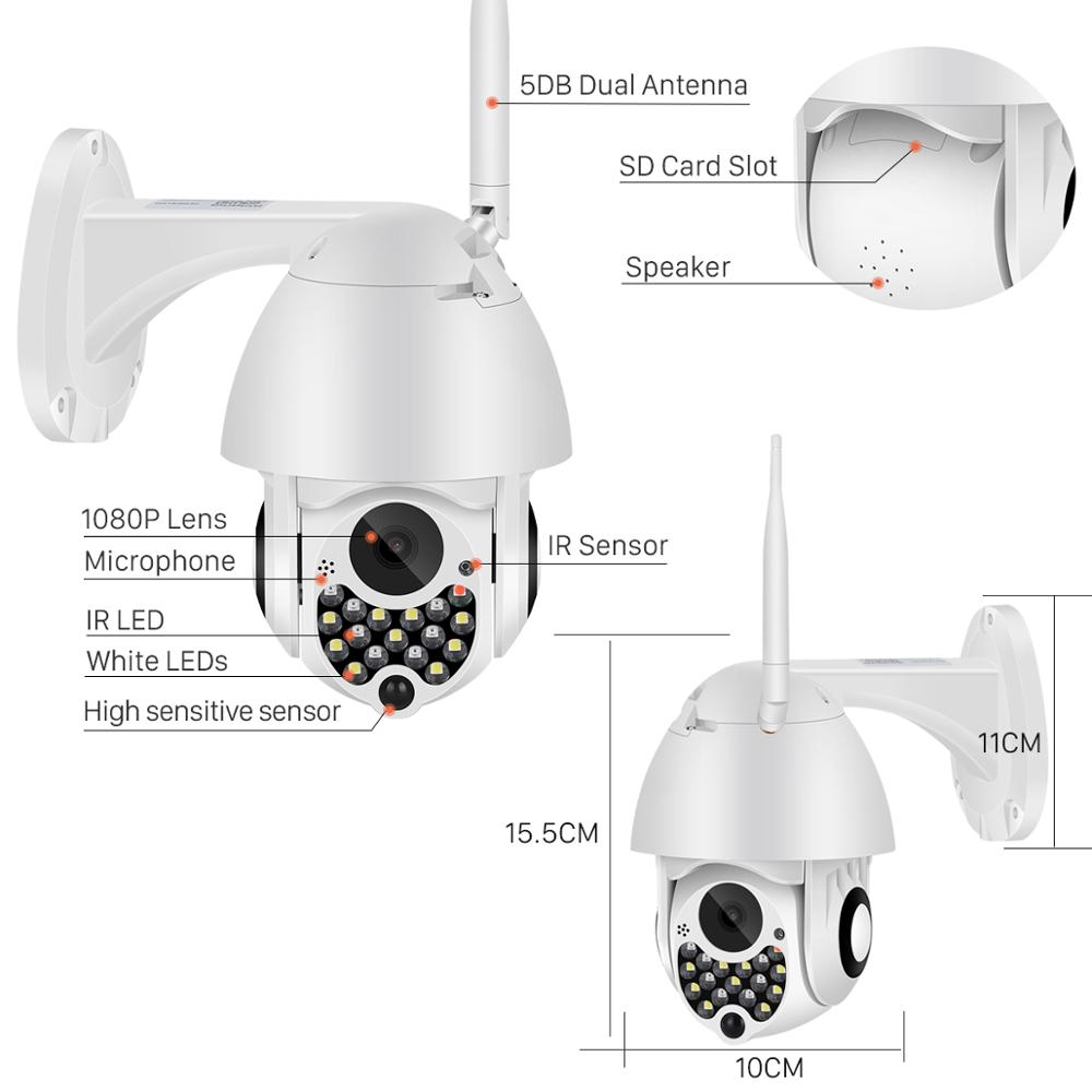 Dual-Light Wireless 1080P PTZ Camera Outdoor IP66 Waterproof Two-way Audio WIFI 2MP CCTV Security Camera