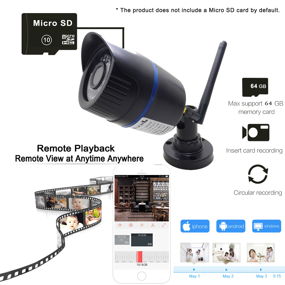Wifi IP Camera 1080P Wireless P2P CCTV Bullet Camera TF Card Slot Surveillance Security Video Audio cameras