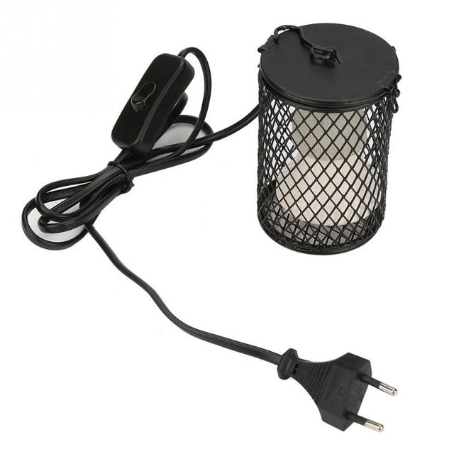 Pet Reptile Heating Lamp Infrared Ceramic Light With Safety Cage Emitter Heat Lamp Chickens Reptile Animals Heater Pet Supplies