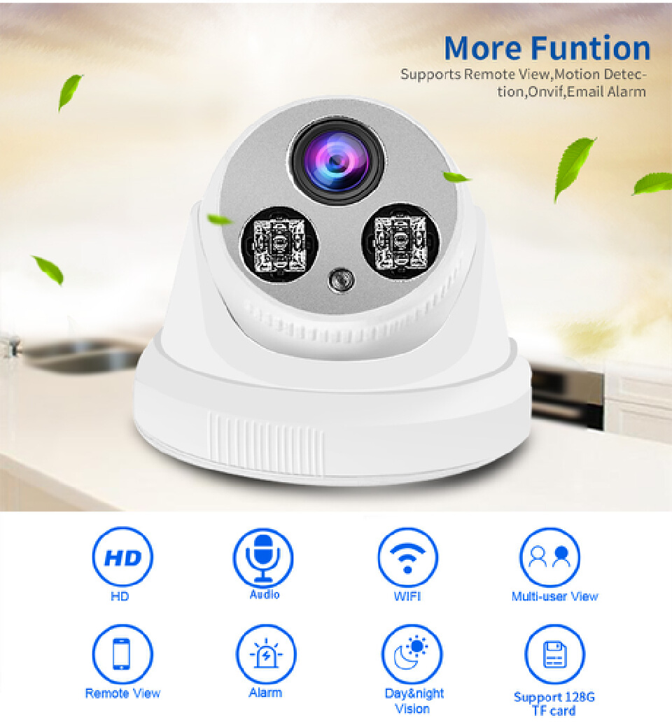 1080P Wifi IP Camera Wireless Dome Camera indoor SD Card Audio IP Camera Night Vision