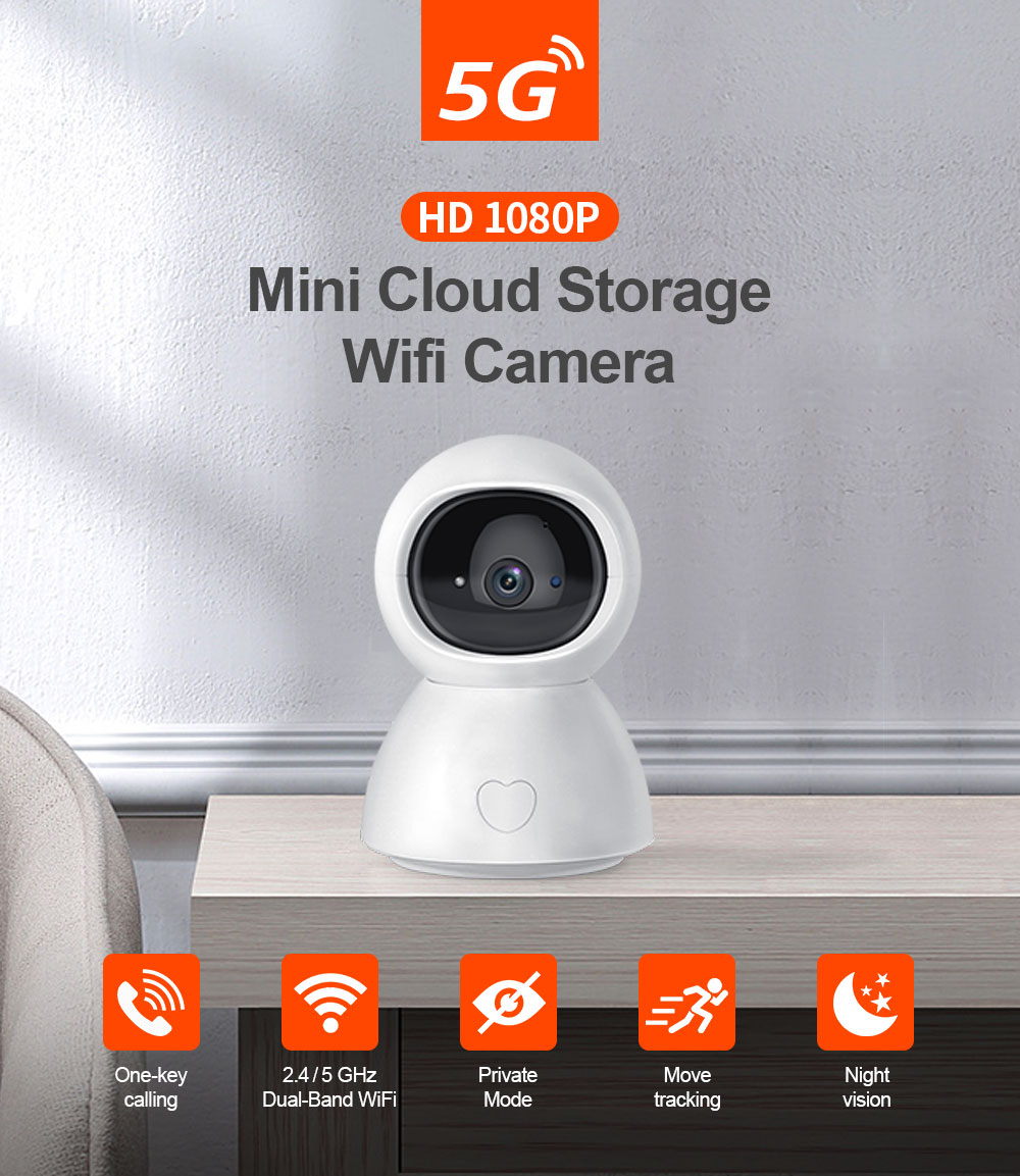 Smart 5G 2MP Wifi Camera Home Security Cameras ip Cam with Privacy Mode for Child Support Google Home Alexa