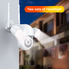 3MP Floodlight Wifi Camera Waterproof Outdoor PTZ Camera Auto Tracking Human Detection Colorful Nightvision Smart Life