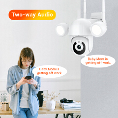 3MP Floodlight Wifi Camera Waterproof Outdoor PTZ Camera Auto Tracking Human Detection Colorful Nightvision Smart Life