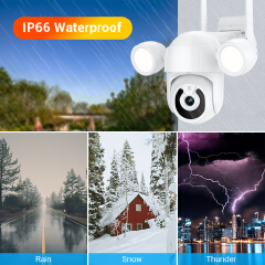 3MP Floodlight Wifi Camera Waterproof Outdoor PTZ Camera Auto Tracking Human Detection Colorful Nightvision Smart Life