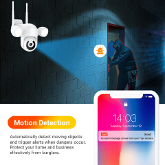 3MP Floodlight Wifi Camera Waterproof Outdoor PTZ Camera Auto Tracking Human Detection Colorful Nightvision Smart Life