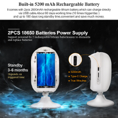 HD 3MP Battery Powered WIFI IP Camera Two Way Audio Wireless Camera Rechargeable solar PIR Motion Home Security