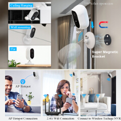 HD 3MP Battery Powered WIFI IP Camera Two Way Audio Wireless Camera Rechargeable solar PIR Motion Home Security