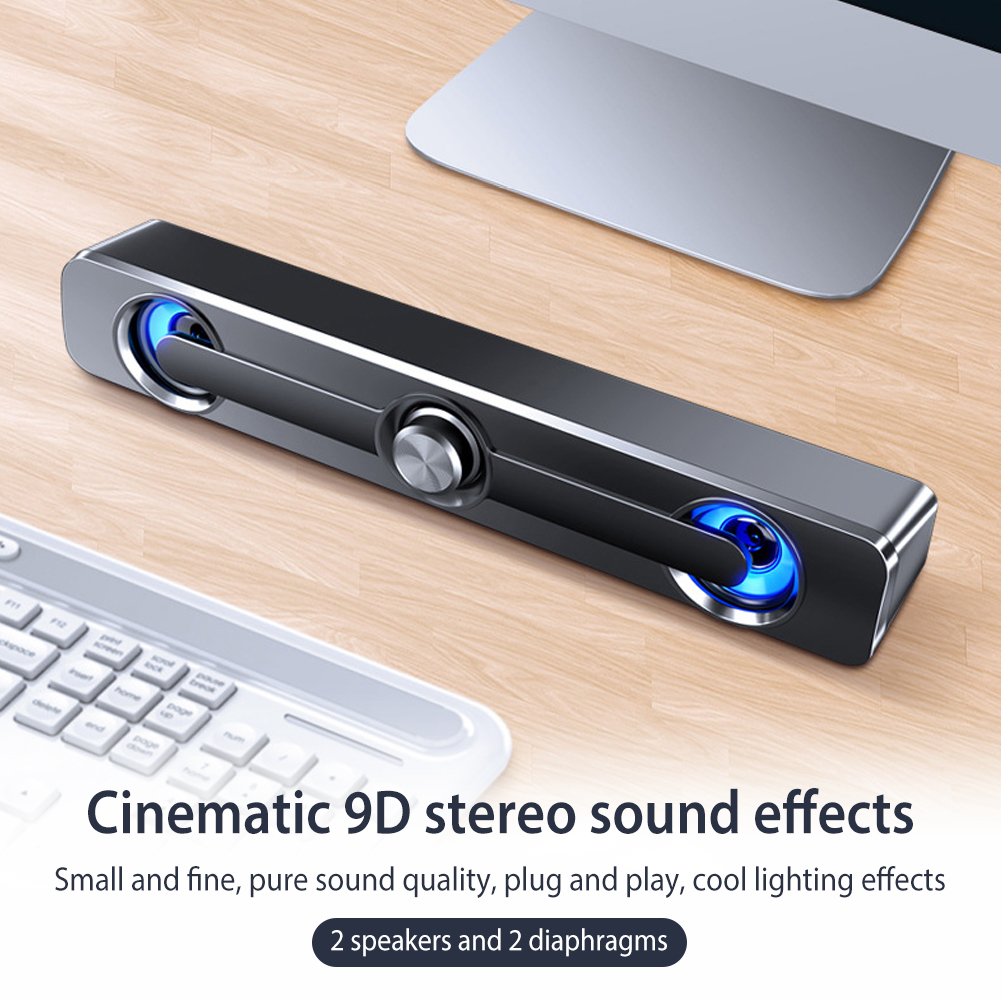 Home Computer Bluetooth Wired Speakers With LED Lights Home Desktop Dual Speakers Stereo Surround Sound For PC TV