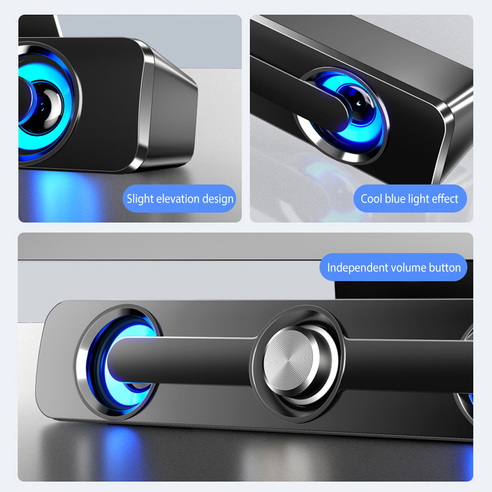 Home Computer Bluetooth Wired Speakers With LED Lights Home Desktop Dual Speakers Stereo Surround Sound For PC TV