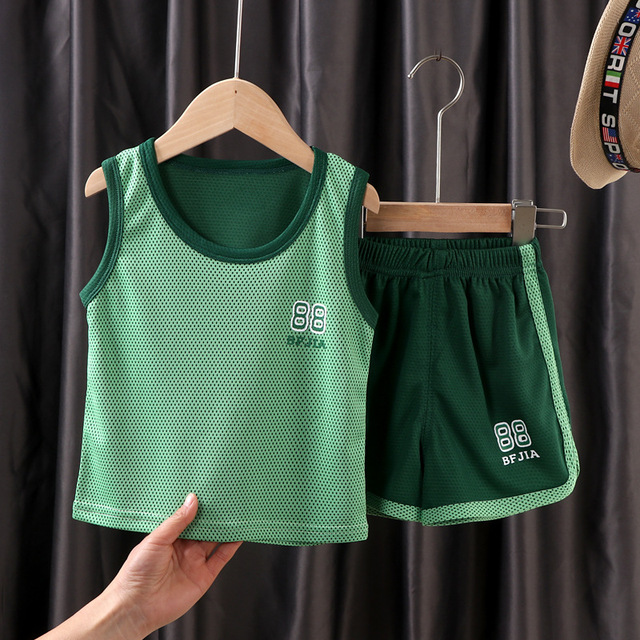 Summer Clothes for Children Shorts Kids Girl Boy Tracksuit Pijamas Sweatshirts T-shirts Teenage Sports Print Vest Two Pieces Set