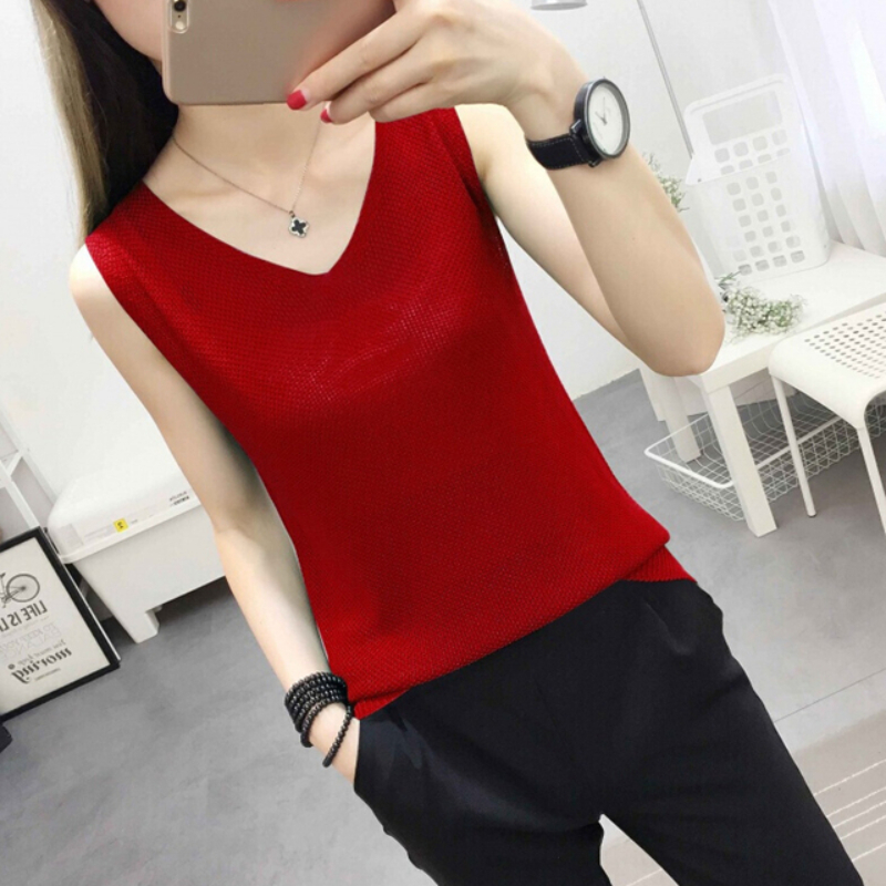 Spring Summer Tank Tops Women Sleeveless Knitted Loose Singlets Camisole Loose T Shirt Ladies Vest Cotton Slim Ladies Thin Vest