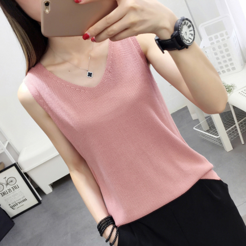 Spring Summer Tank Tops Women Sleeveless Knitted Loose Singlets Camisole Loose T Shirt Ladies Vest Cotton Slim Ladies Thin Vest