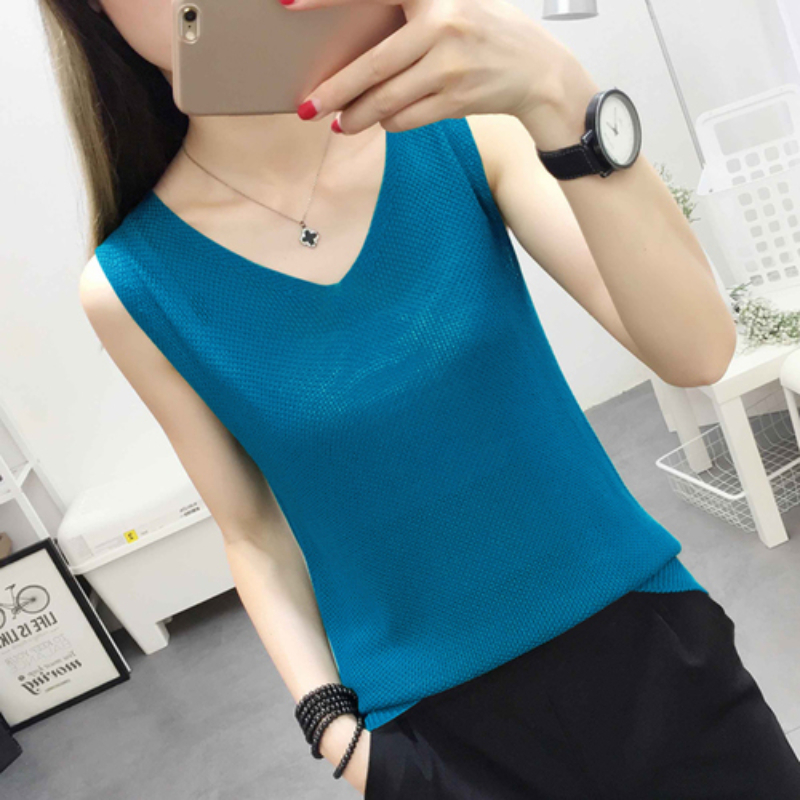 Spring Summer Tank Tops Women Sleeveless Knitted Loose Singlets Camisole Loose T Shirt Ladies Vest Cotton Slim Ladies Thin Vest