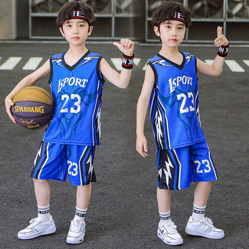 Summer Kids Clothing For Boys Sport Basketball Clothes Suit Children Leisure Letters Teen Boy Quick-Drying Vest T-Shirt 2Pcs Set
