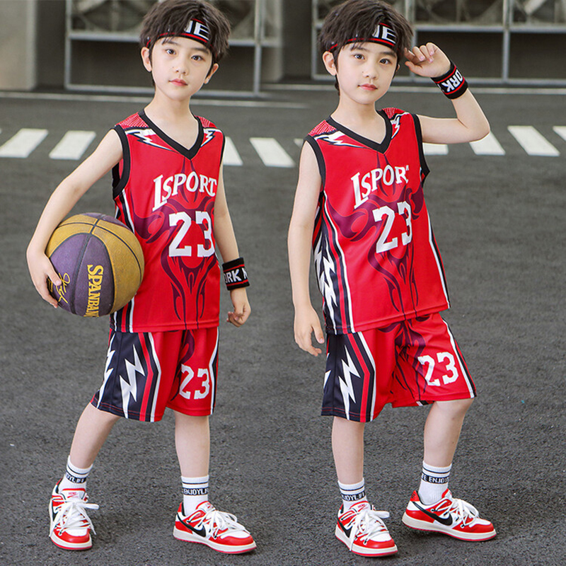 Summer Kids Clothing For Boys Sport Basketball Clothes Suit Children Leisure Letters Teen Boy Quick-Drying Vest T-Shirt 2Pcs Set