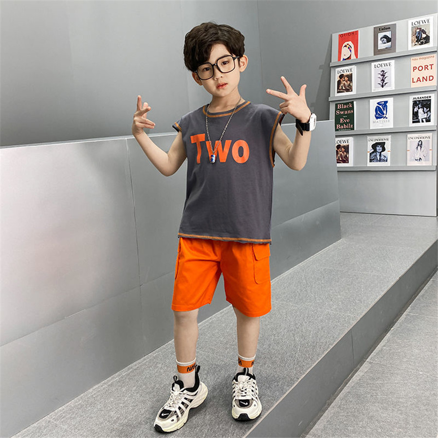 Kids Tracksuit Vest+Shorts Boy children's Basketball Suit Baby Boy Basketball Clothes Set For 2-12Y Child Football Training Suit