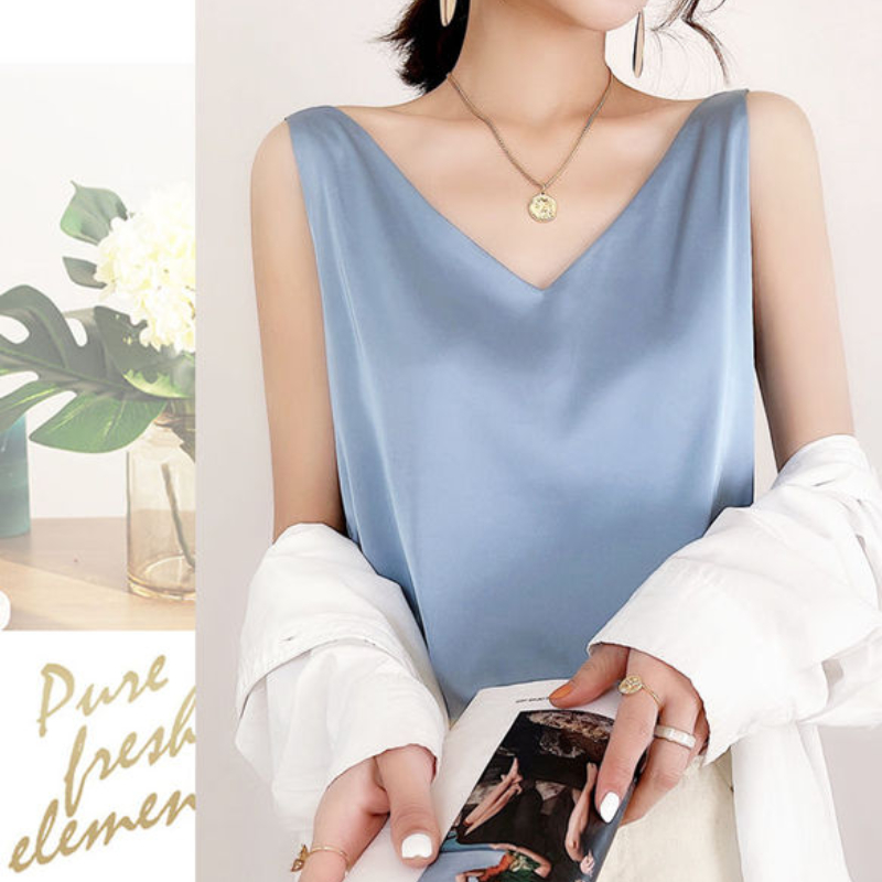 1pc New Tank Top Solid Halter Crop Tops Women Summer Camis Backless Camisole Satin Silk Tee Female Sleeveless Cropped Vest