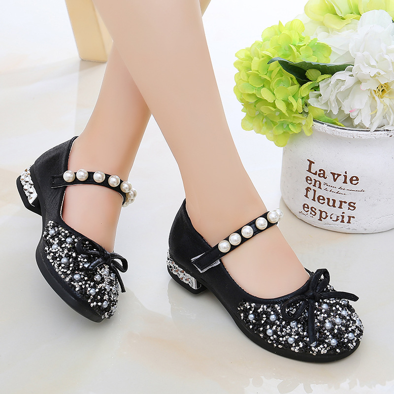 Girls Princess Crystal Leather Shoes Breathable Children Flats Casual Shoes Fashion Rhinestones Design Kids Dress Party Shoes Oxfords