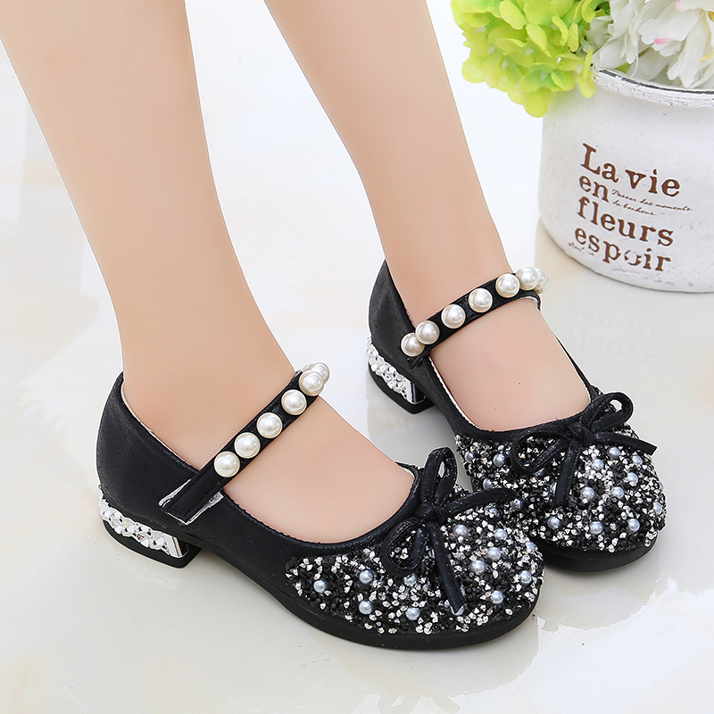 Girls Princess Crystal Leather Shoes Breathable Children Flats Casual Shoes Fashion Rhinestones Design Kids Dress Party Shoes Oxfords