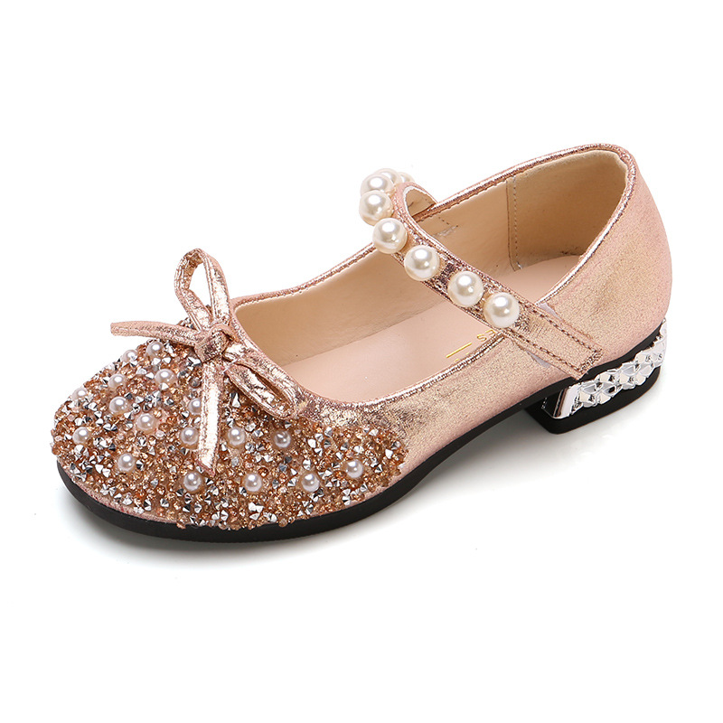 Girls Princess Crystal Leather Shoes Breathable Children Flats Casual Shoes Fashion Rhinestones Design Kids Dress Party Shoes Oxfords