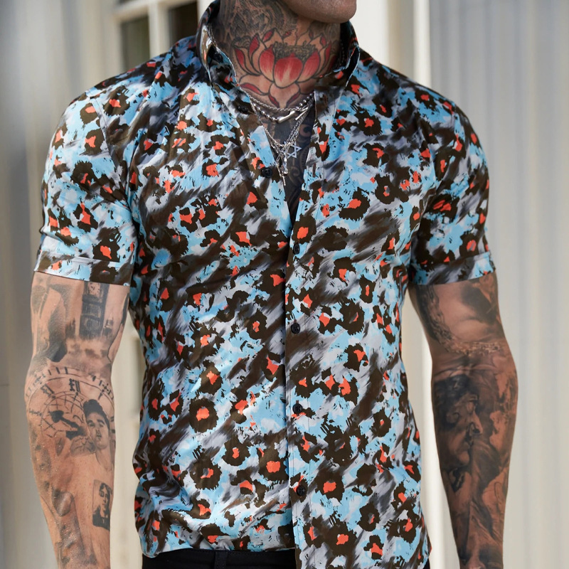 Fashion Casual Short sleeves Solid Shirt Super Slim Fit Male Social Business Dress Shirt Brand 2022 Men Fitness Sports Clothing