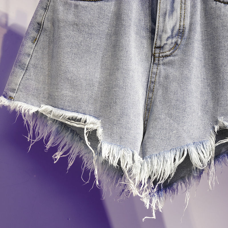 Summer High Waist Fashion Korean Ripped Wide Leg Loose Hot Short Pants Casual Vintage Aesthetic Women's Jean Denim Shorts Female