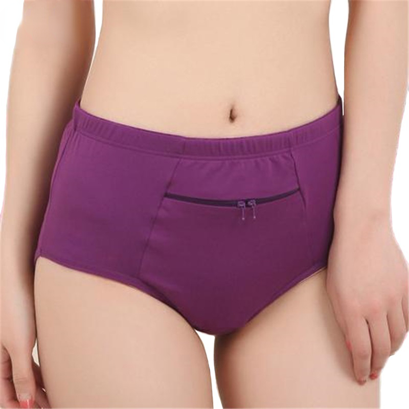 3pcs Women Panties with Zipper Big Size Female Cotton Underwear with Pocket High Quality Novel Breathable Ladies Briefs