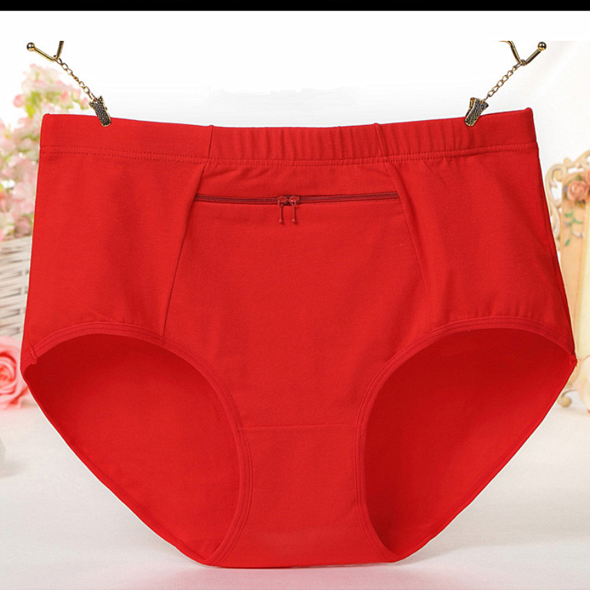 3pcs Women Panties with Zipper Big Size Female Cotton Underwear with Pocket High Quality Novel Breathable Ladies Briefs