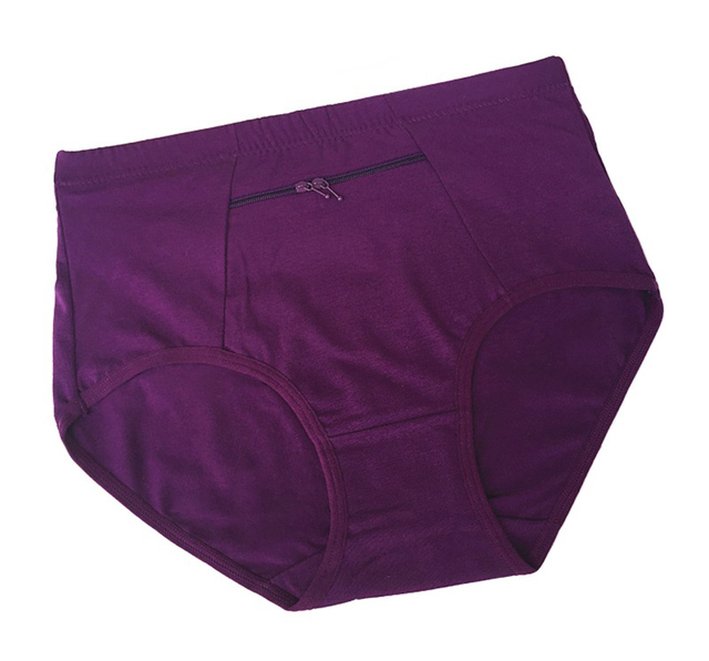 3pcs Women Panties with Zipper Big Size Female Cotton Underwear with Pocket High Quality Novel Breathable Ladies Briefs