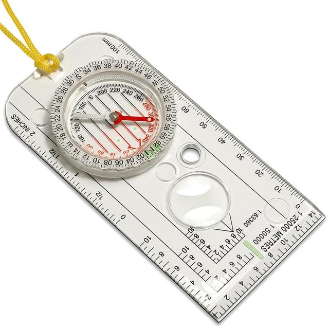 Professional Mini Compass Map Scale Ruler Multifunctional Equipment Outdoor Hiking Camping Survival Guiding Tool