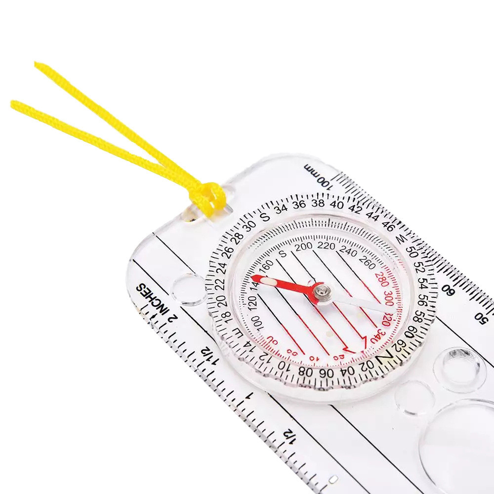 Professional Mini Compass Map Scale Ruler Multifunctional Equipment Outdoor Hiking Camping Survival Guiding Tool