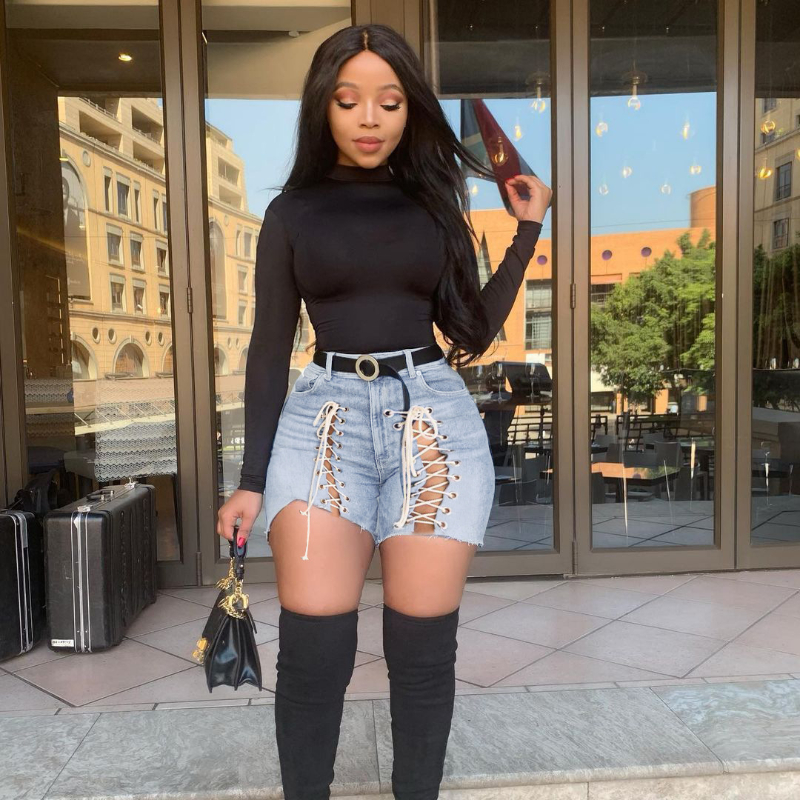 1pc Sexy Stretch Jeans Shorts Women Lace-Up Hollow Out Denim Shorts New Ladies High Waist  Casual Streetwear Hot Jeans Short