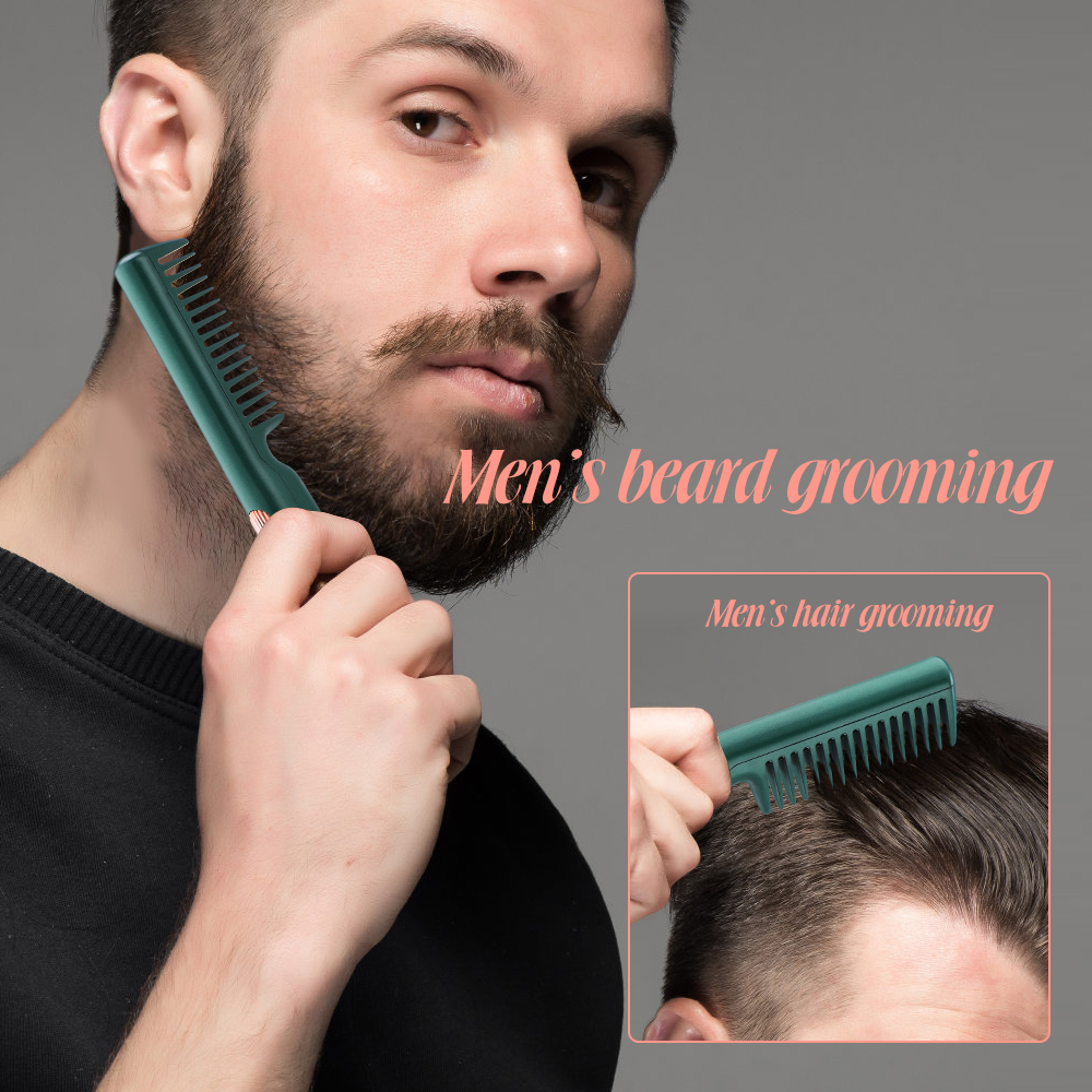 2 In1 Straightening Hair brush curls hot comb Electric Professional Smoothing Hairbrush Beard modeling iron Man untangling brush