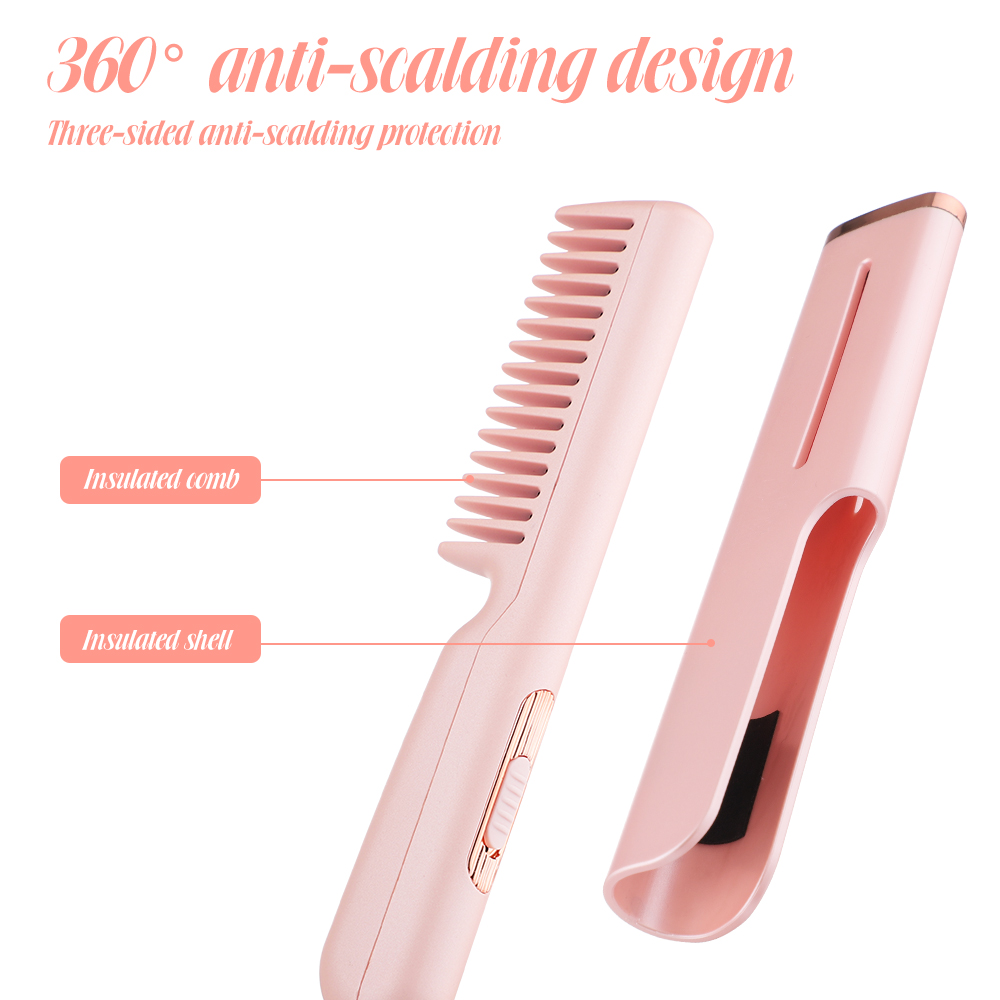 2 In1 Straightening Hair brush curls hot comb Electric Professional Smoothing Hairbrush Beard modeling iron Man untangling brush