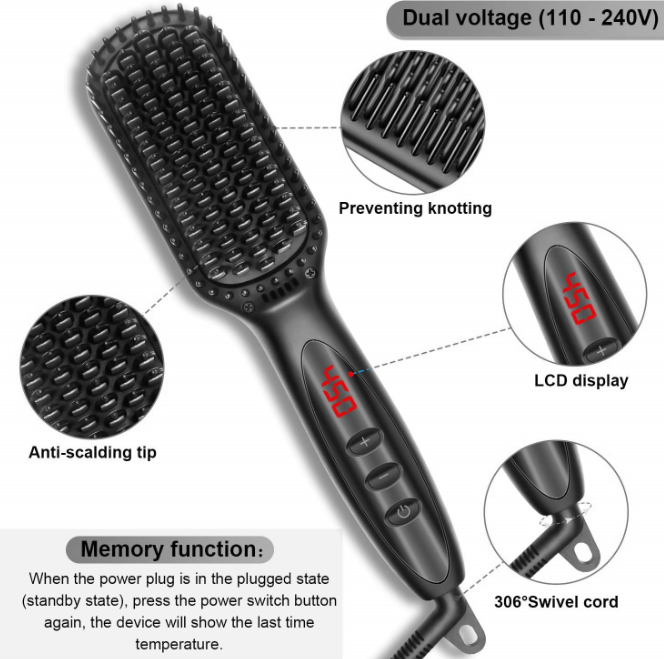 Electric Hair Straightening Comb Quick Beard Straightening Comb for Man Beard Straightener Brush Styling Comb Heat Brush