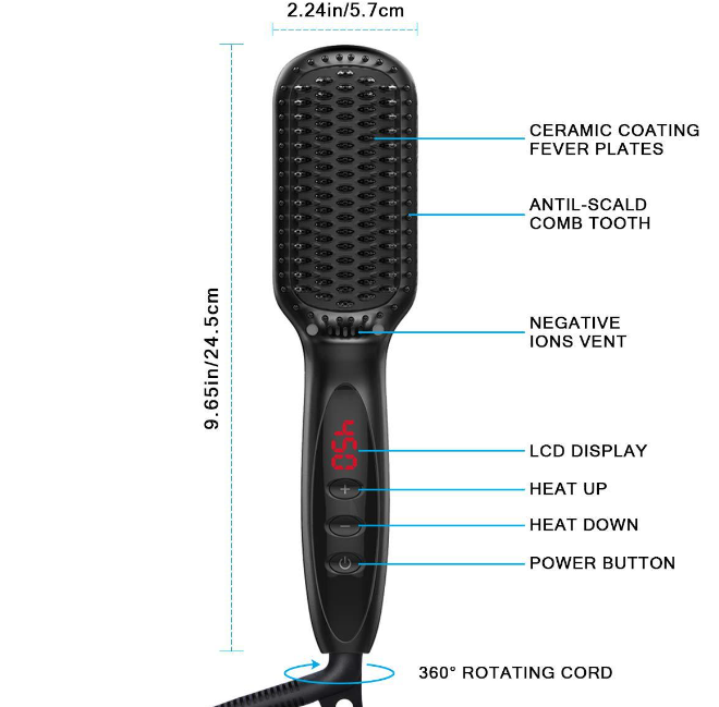 Electric Hair Straightening Comb Quick Beard Straightening Comb for Man Beard Straightener Brush Styling Comb Heat Brush