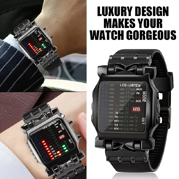 New Arrival Watches Multifunctional Popular Square Dial Unisex Binary LED Digital Watches Rubber Band Casual Sport Outdoor Wrist Watch Luminous Smartwatch For Men Women Smart Bracelet