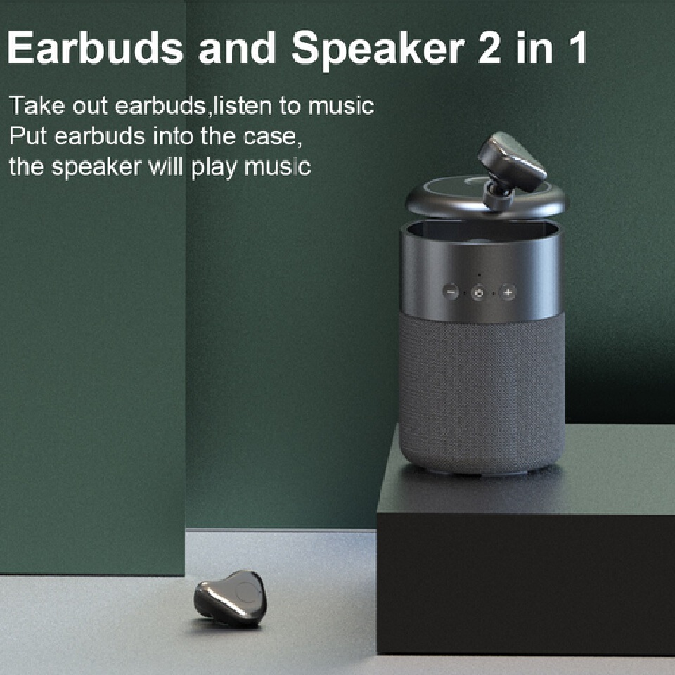 2 in 1 Bluetooth Music Speaker Headphone Mini Bluetooth Music Player Integration Wireless Earphone Speaker With TWS Earbud B20