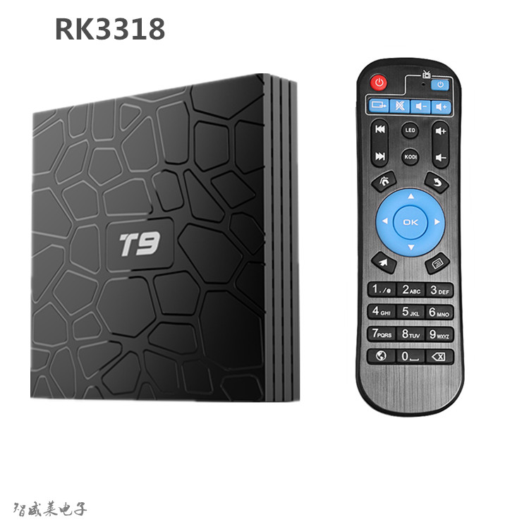 Android Smart T9 tv box RK3318 HD 4K 2GB+16GB / 4GB+32GB / 64GB Meida Player Android 9.0 set top box iptv box player TV receiver