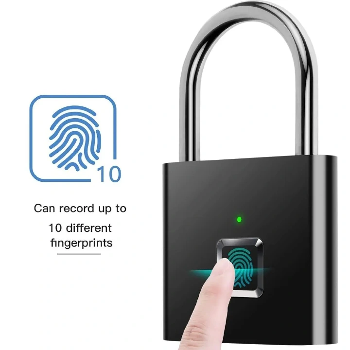 USB Rechargeable Door Smart Lock Fingerprint Padlock Quick Unlock Zinc alloy Metal High identify Security lock Door Lock Padlock