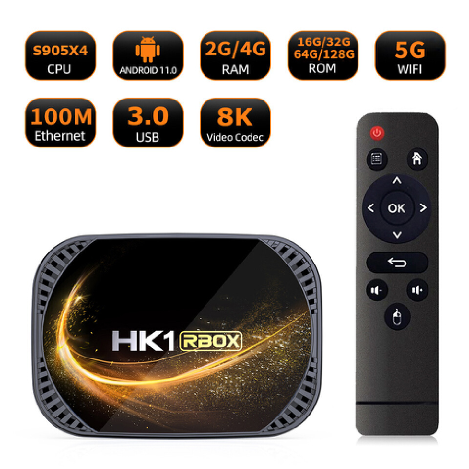 Android 11 HK1 RBOX X4S TV box 2GB + 16GB / 4GB + 32GB / 64GB / 128GB S905X4 BT 8K iptv set top box TV receiver media player