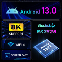 Android 13.0 h96 max RK3528 TV box h96max 2GB+8GB / 32GB / 64GB 8K BT HD iptv set top box TV receiver media player android 13