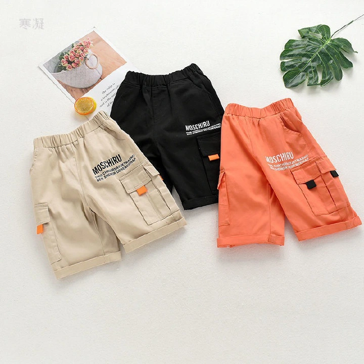 Baby Boys Shorts Casual Solid Colors Elastic Waist Boy Pants Summer Calf Length Kids Trousers Soft Pants Children Clothes