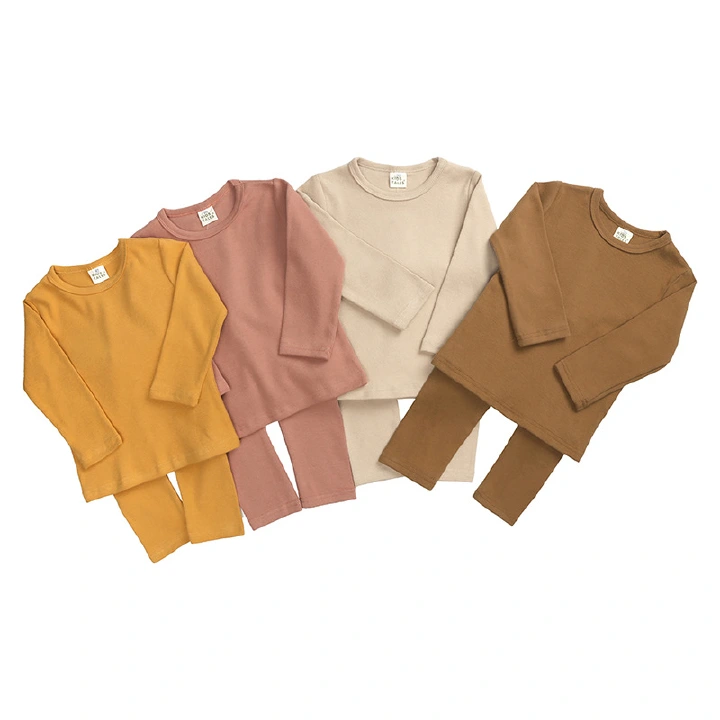 Baby Kids Sets Pajamas Solid Color Spring Autumn Cotton Girls Boys Sleepwear 2 Pcs Long Sleeve Toddler Soft Comfortable Bodysuit