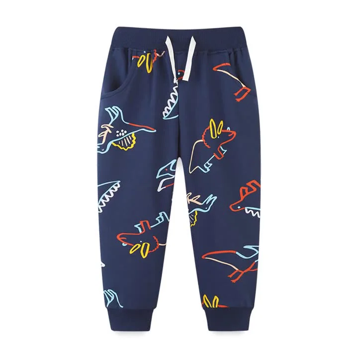 Boys Children Sweatpants Winter Cotton Cartoon Excavator Cars Print Pants for Boys Clothes Kids Trousers
